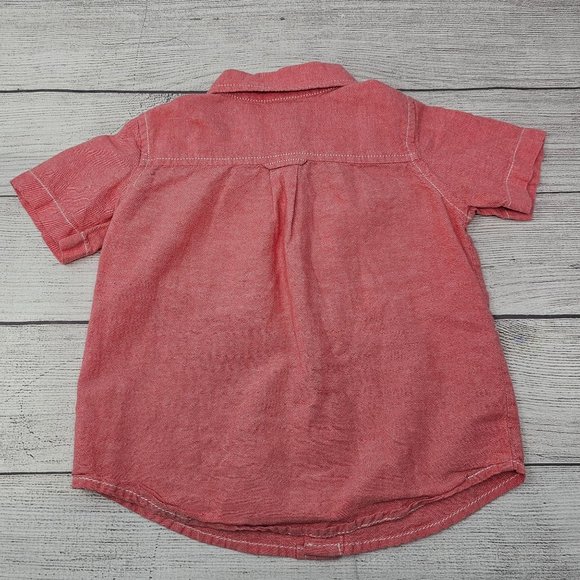 Old Navy Toddler Boys Salmon Button Up Short Sleeve Shirt size 2T - Picture 3 of 6
